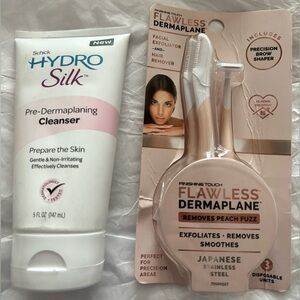 NEW Schick Hydro Silk Pre-Dermaplaning Cleanser & Set of 3 Dermaplane Tools